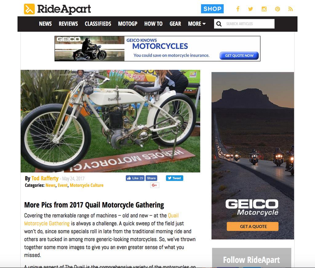 HEROES MOTORS AT THE 2017 QUAIL MOTORCYCLE GATHERING