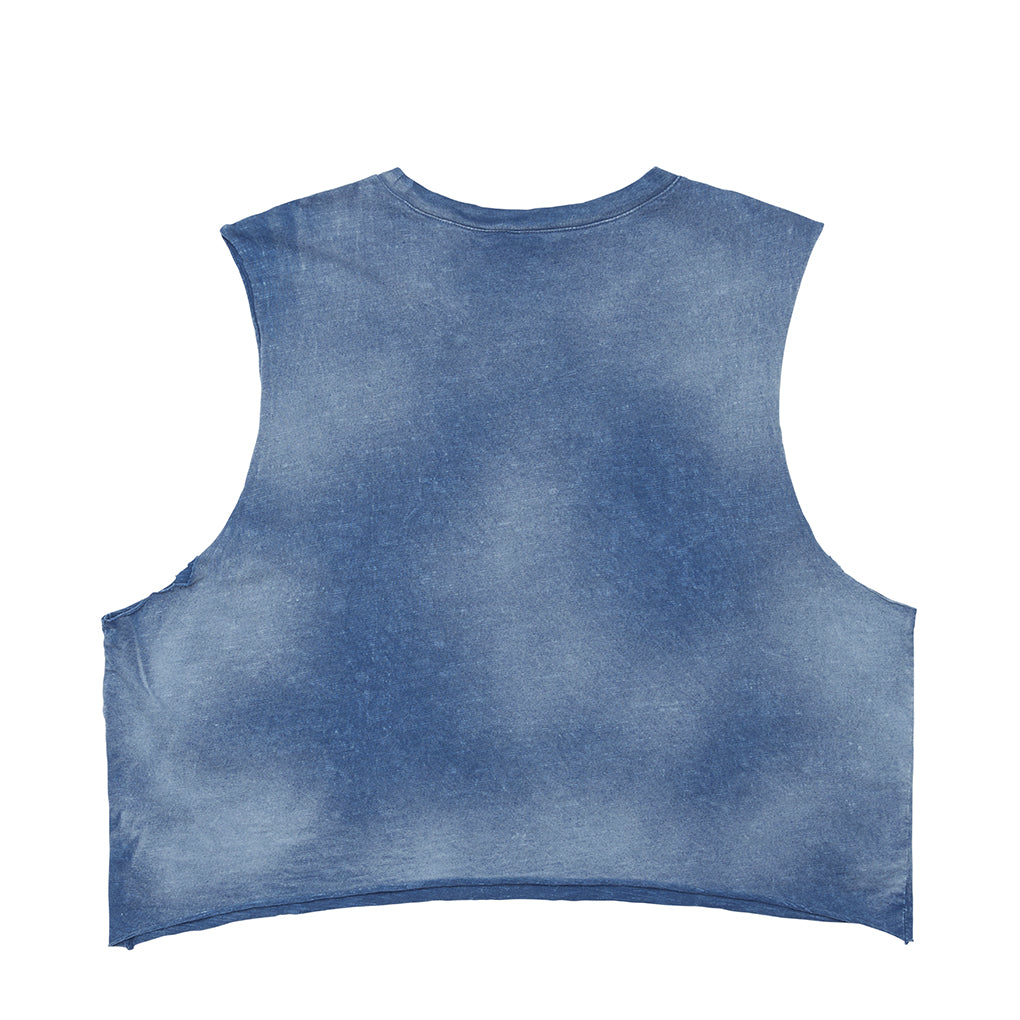 Crop Top "Heroes Motors Malibu" Vintage Blue