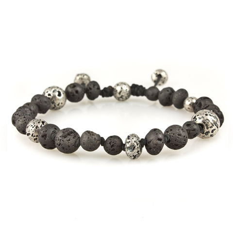 Heroes Motors Jewelry by MCohendesigns Mmix Large & Small Lava Stone Bead Bracelet
