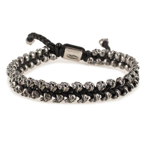 Heroes Motors Jewelry by Mcohendesigns Woven Double Mini Silver Skull Bracelet